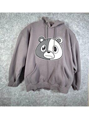 Effectus Clothing Women's Hooded Sweatshirt Fleece Bear Graphic Gray Size 2XL
